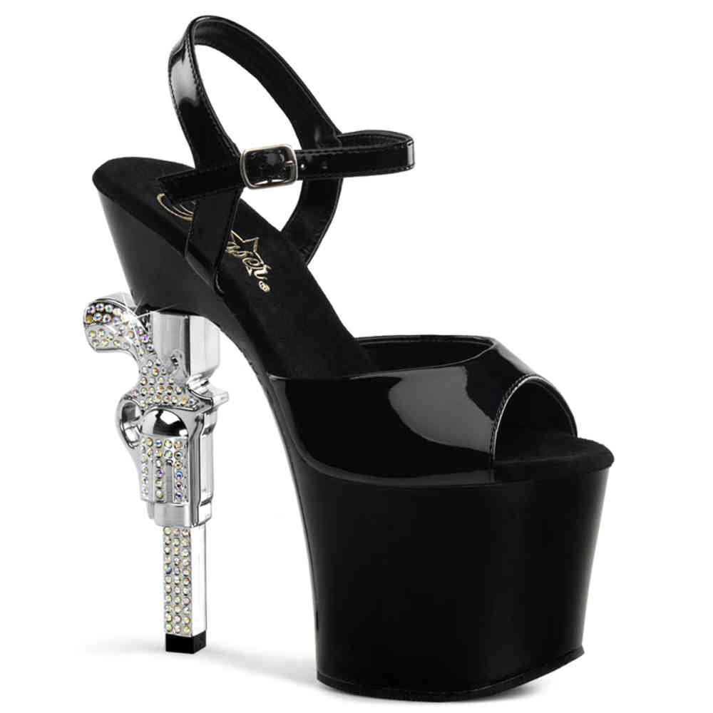 Pleaser - REVOLVER709 Sandale à bride à la cheville, Pole dance chaussures - Chaussures de pole dance - Noir Product image